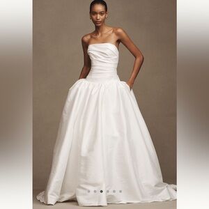 Jenny Yoo Charlotte Strapless Drop Waist Taffeta Wedding Gown
